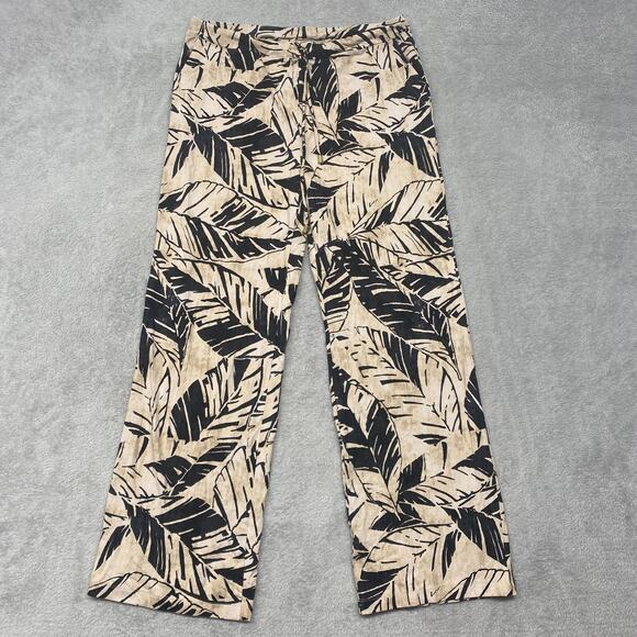 Chicos Pants Womens Medium Beige Zenergy Pull On Resort Wide Floral Drawstring 1 - Picture 1 of 9